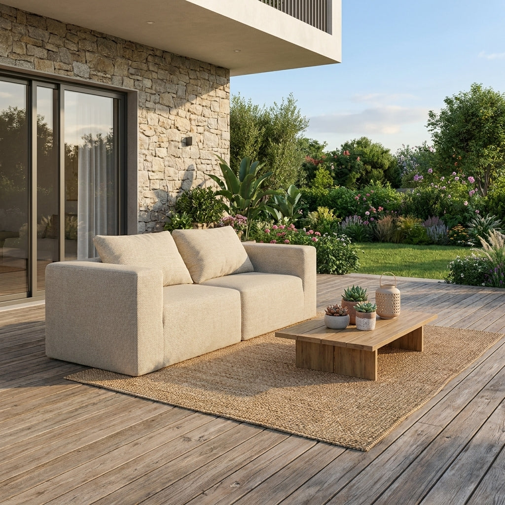 Sala California Exterior – Sofá Modular de Espuma para Terraza o Patio | Tela Mykonos