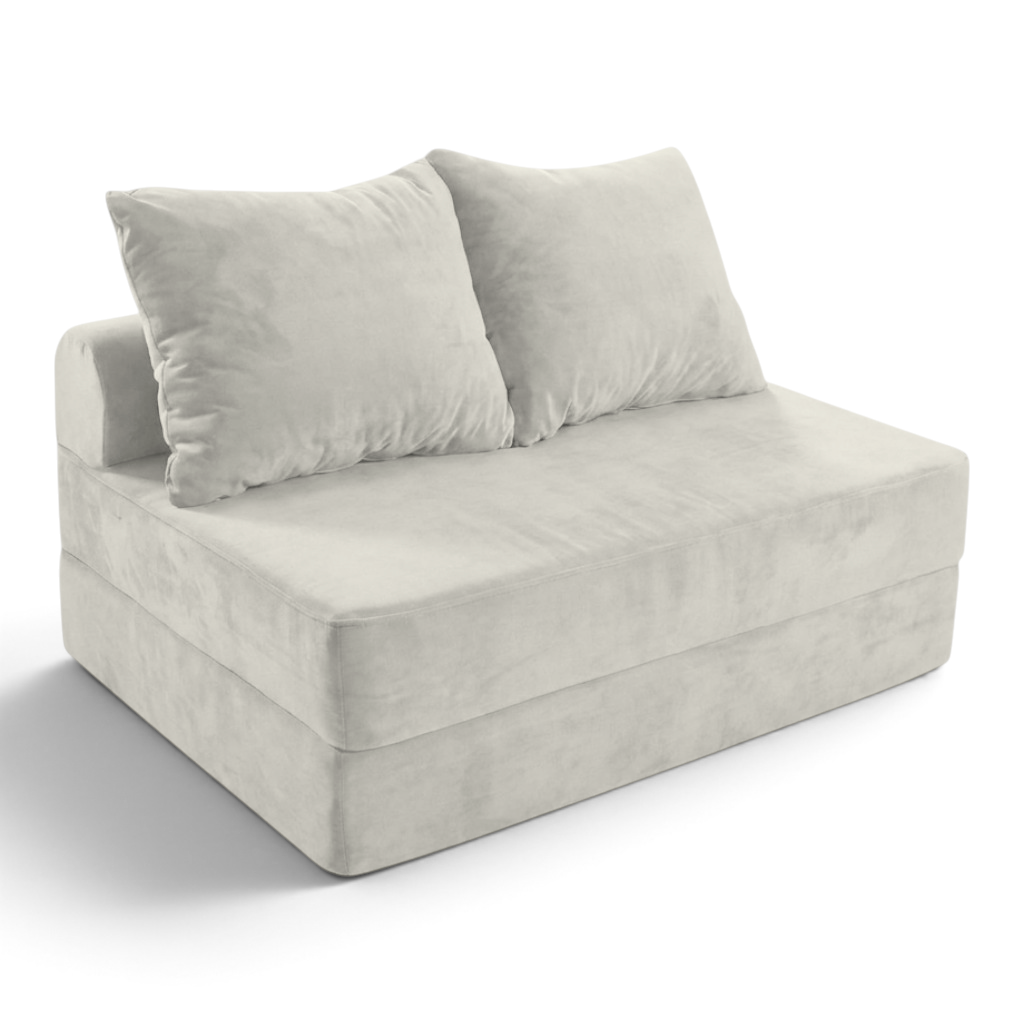 Sofá cama matrimonial Naap Concept de espuma color beige con diseño modular y dos cojines de respaldo incluidos