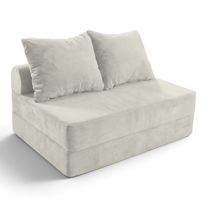Sofá cama matrimonial Naap Concept de espuma color beige con diseño modular y dos cojines de respaldo incluidos