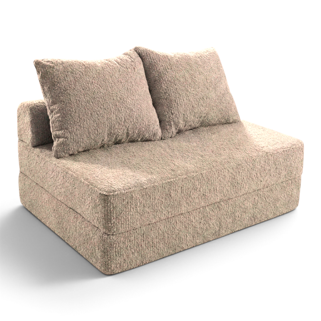 Sofá cama matrimonial Naap Concept de espuma color beige con textura suave y diseño modular sin estructuras rígidas