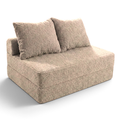 Sofá cama matrimonial Naap Concept de espuma color beige con textura suave y diseño modular sin estructuras rígidas