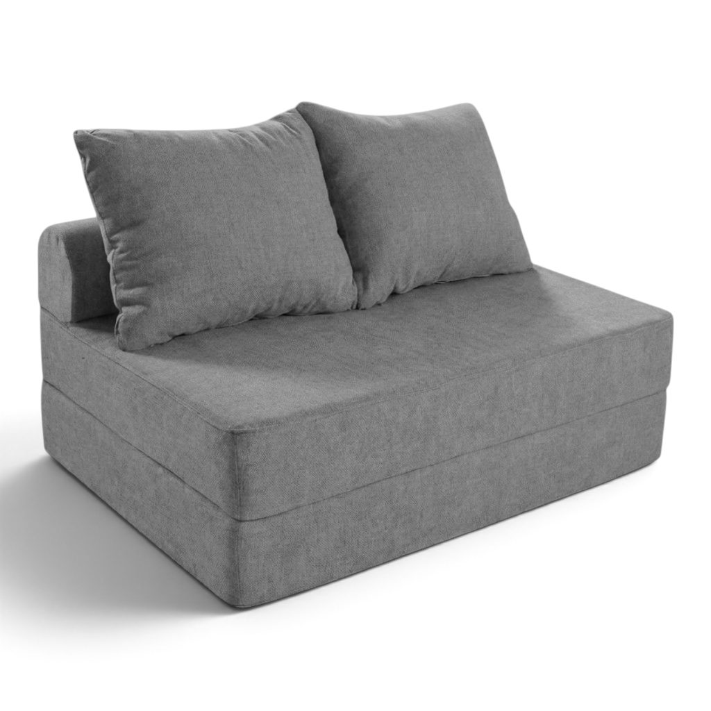 Sofá cama matrimonial Naap Concept de espuma gris, diseño modular sin estructuras rígidas y con cojines incluidos.