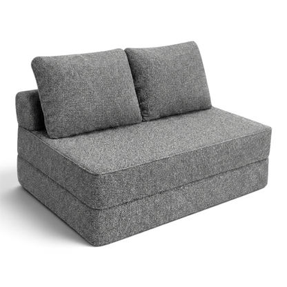 Sofá cama matrimonial Naap Concept de espuma gris con diseño modular, sin estructuras rígidas y acabado textil.
