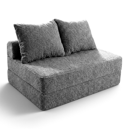 Sofá cama matrimonial Naap Concept de espuma gris con textura suave y diseño modular sin estructuras rígidas