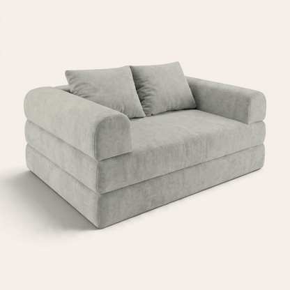 Sofá cama modular Naap Concept Teddy en color gris claro con diseño de espuma suave y brazos desmontables
