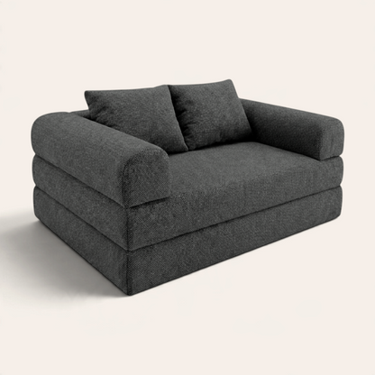 Sofá cama modular Naap Concept color gris oscuro con diseño ergonómico de espuma y cojines integrados
