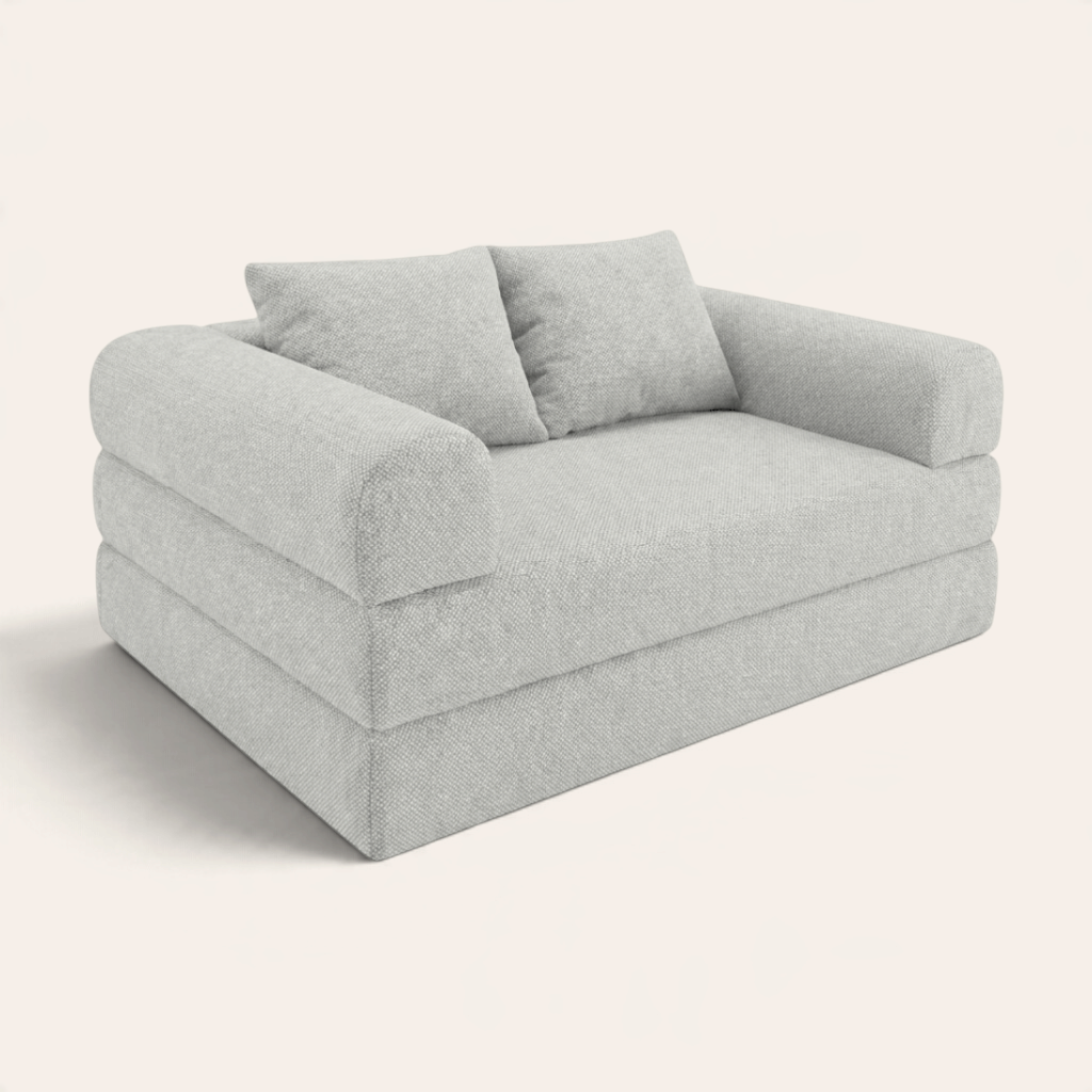 Sofá cama modular Naap Concept Teddy en color gris claro con diseño ergonómico de espuma de alta densidad