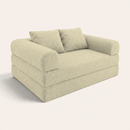 Sofá cama modular Naap Concept Teddy en color beige con diseño de espuma suave y brazos desmontables