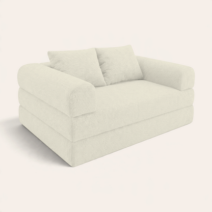 Sofá cama modular Naap Concept Teddy en color crema con diseño de espuma suave y brazos desmontables